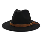 Fedora Hat Men's Women Brown Leather Belt Decoration Felt Hats Autumn Winter Imitation Woolen For Women British Style Felt Hat Mart Lion   