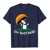 Oh Shitake Funny Mushroom Pun T-Shirt Cotton Men's Design Gothic Christmas Clothing Mart Lion Navy XS 