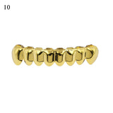 Hip Hop Gold Teeth Grillz Set Top Bottom Tooth Grills Dental Mouth Punk Teeth Caps Cosplay Party Rapper Jewelry Hot MartLion bottom 1  