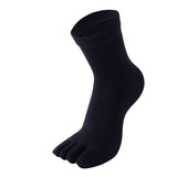 Unisex Solid Color Men's Toe Socks Women Combed Cotton Black Harajuku Kimono Flip Flop 5 Finger Socks Mart Lion Black EU(37-43) 