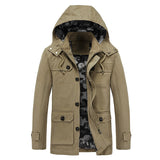 Men's Jacket Workwear Coat Cotton Washed Jacket Multi-Pocket Water Wash Coat Youth Casual Trench Slim Fit Clothes Mart Lion   