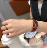 'Women's Watch Strap Small Red Square Shape Table Temperament Small Dial Waterproof Quartz Mart Lion   