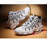 Couple High top Sports Shoes White Graffiti Print Men's Basketball Sneakers Chunky Fitness Mart Lion   