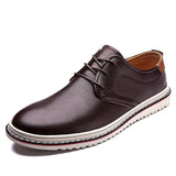 Men's Casual Shoes Leather Dress Waterproof Outdoor Non-slip Wedding Mart Lion Brown 6.5 