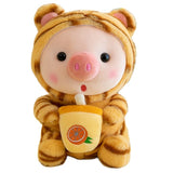 1pc 25cm Cosplay Unciorn Frog Tiger Bunny Boab Tea Plushie Pink Pig Plush Toy Girl Cuddly Baby Appease Doll Birthday Gift Mart Lion about 23-25cm tiger pig 