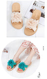 Summer Flower Women Slippers Simple White Match Flat Shoes Beach Shoes Internet Celebrity Slippers Sandals Mart Lion   