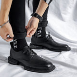 Men's Casual Small Leather Shoes Light Trend Youth Suit Square Head Mart Lion   