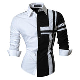 Jeansian Men's Dress Shirts Casual Stylish Long Sleeve Designer Button Down Z014 White Mart Lion Z014-Black US M(170-175cm)70kg China