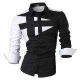 Jeansian Men's Dress Shirts Casual Stylish Long Sleeve Designer Button Down Z014 White Mart Lion 8397-Black US M(170-175cm)70kg China