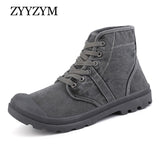 Men High Canvas Shoes Autumn Lace-up Style Denim Retro Trend Mart Lion   