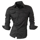 Jeansian Men's Dress Shirts Casual Stylish Long Sleeve Designer Button Down Z014 Black2 Mart Lion 8001-Black US M(170-175cm)70kg China