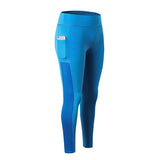 Pants Women Pocket leggings Fitness Sport Leggings running pants Slim Elastic Gym leggings Mart Lion blue XS 