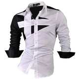 Jeansian Men's Dress Shirts Casual Stylish Long Sleeve Designer Button Down Z014 Black2 Mart Lion   