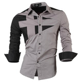 Jeansian Men's Dress Shirts Casual Stylish Long Sleeve Designer Button Down Z014 Black2 Mart Lion   