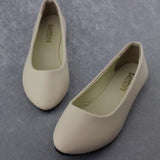 Leather Flat Shoes Pointed Toe Woman Loafers Autumn Casual Shoes Women Flats Candy Color Sweet Flats Mart Lion Matt beige 35 