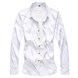 Men's Long Sleeve Silk Shirts Luxury Wedding Party Dress Shirt Camisa Masculina Mart Lion B6308 white Asian size M 