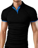 Men's T-shirt Lapel Casual Short-sleeved Stitching Solid Color Pullover Mart Lion   