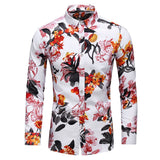 Men's Slim Long Sleeve Casual Flower shirt Printed Male Hawaiian Holiday Party Beach Shirts Camisa Masculina Mart Lion   