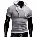 Men's T Shirt Summer Slim Fitness Hooded Short-Sleeved Tees Camisa Masculina Sportswer Homme Mart Lion   