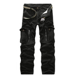 Men Casual Military Cargo Pants Camo Combat Loose Straight Long Baggy camouflage Trousers Mart Lion 28 black 