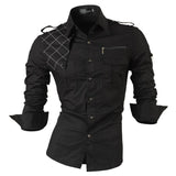Jeansian Men's Dress Shirts Casual Stylish Long Sleeve Designer Button Down Z014 Black2 Mart Lion 8371-Black US M(170-175cm)70kg China