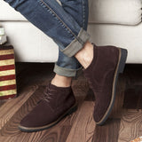 Men's Boots Autumn Winter Lace-Up Style Nubuck leather Plush Warm Mart Lion brown 5.5 