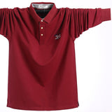 Polo Shirt Long Sleeves Oversized Tees Cotton Men's Large Tee Autumn Slim Loose Casual Polo Shirt Men's