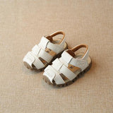 Leather sandals boys summer 100% soft leather boys and girls beach shoes children sports princess Mart Lion White 21 