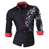 Jeansian Men's Dress Casual Shirts Button Down Long Sleeve Designer Mart Lion Z030-Black US M(170-175cm)70kg China