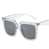 Retro Oversized Diamond Frame Square Sunglasses women Unique Vintage Men's Diamond with Box NX Mart Lion clear gray  