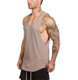 Muscleguys Stringer Tank Top Men's Bodybuilding Clothing Fitness Sleeveless gyms Vests Cotton Singlets Muscle Tops Mart Lion Khaki 89 M 
