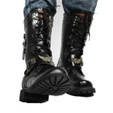 Motocycle Boots Men's Shoes Army Boot High-Top Military Combat Metal Chain Male Moto Punk Boots Mart Lion   