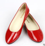 Leather Flat Shoes Pointed Toe Woman Loafers Autumn Casual Shoes Women Flats Candy Color Sweet Flats Mart Lion Red 35 