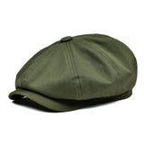 Newsboy Cap Men's Twill Cotton Hat 8 Panel Hat Baker Caps Retro Gatsby Hats Casual Cap Cabbie Apple Beret Mart Lion Army Green 57cm 