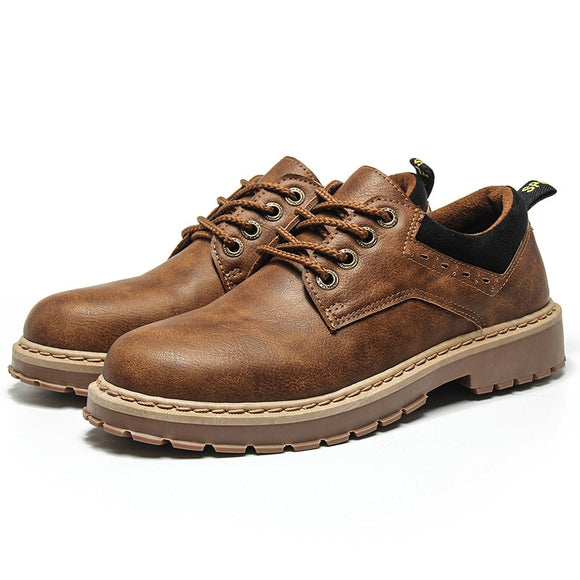 Men Leather Casual Shoes Leather Brand Men Shoes Work Safety Boots Designer Mens Flats Work & Safety Shoes Mart Lion   