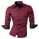 jeansian casual shirts dress men's clothing long sleeve social boutique cotton western button Mart Lion   