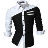 Jeansian Men's Casual Dress Shirts Desinger Stylish Long Sleeve WineRed2 Mart Lion   