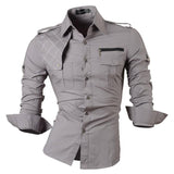 Jeansian Men's Dress Shirts Casual Stylish Long Sleeve Designer Button Down Z014 Black2 Mart Lion 8371-Gray US M(170-175cm)70kg China