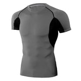 Quick Dry Running Shirt Men's Rashgard Fitness Sport Gym T-shirt Bodybuilding Gym Clothing Workout Short Sleeve Mart Lion dark gray M 