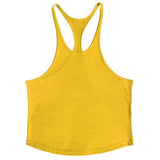 Bodybuilding stringer tank tops men blank vest solid color gyms singlets fitness undershirt men vest muscle sleeveless shirt Mart Lion yellow M 