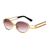 Hip Hop Retro Small Round Sunglasses Women Vintage Steampunk Men's Gold  Frame Eyewear Oculo Mart Lion JY004K C2  