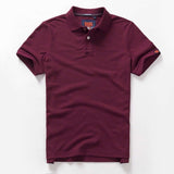 Summer Men's Polo shirts Cotton Short Sleeve Letter Embroidered Emblem Simple Shirt for Male Mart Lion wine M 