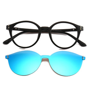 Brand TR90 Flexible Retro Eyewear Women Clips Polarized Lenses Magnet Men's Mirror   Sunglasses Optical Glasses Frames Round Mart Lion   