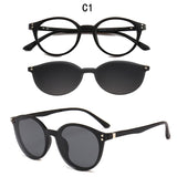 Brand TR90 Flexible Retro Eyewear Women Clips Polarized Lenses Magnet Men's Mirror   Sunglasses Optical Glasses Frames Round Mart Lion CTTR2285-C1  