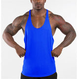 Muscleguys Gyms Singlets Men's Blank Tank Tops 100% Cotton Sleeveless Shirt Bodybuilding Vest and Fitness Stringer Casual Clothes Mart Lion blue M 