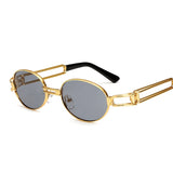 Hip Hop Retro Small Round Sunglasses Women Vintage Steampunk Men's Gold  Frame Eyewear Oculo Mart Lion JY004K C1  