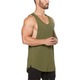 Muscleguys Stringer Tank Top Men's Bodybuilding Clothing Fitness Sleeveless gyms Vests Cotton Singlets Muscle Tops Mart Lion Army green 89 M 