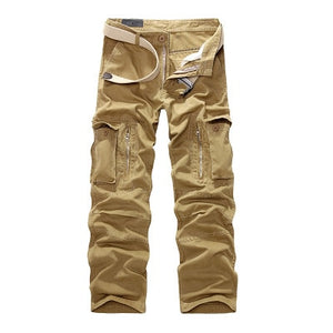 Men Casual Military Cargo Pants Camo Combat Loose Straight Long Baggy camouflage Trousers Mart Lion 28 khaki 