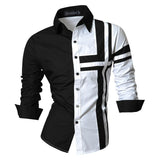 Jeansian Men's Dress Shirts Casual Stylish Long Sleeve Designer Button Down Z014 White Mart Lion Z014-White US M(170-175cm)70kg China