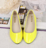 Leather Flat Shoes Pointed Toe Woman Loafers Autumn Casual Shoes Women Flats Candy Color Sweet Flats Mart Lion Yellow 35 